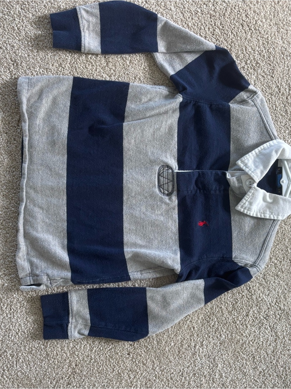 Polo by Ralph Lauren Boys Navy & Gray Striped Rugby Shirt